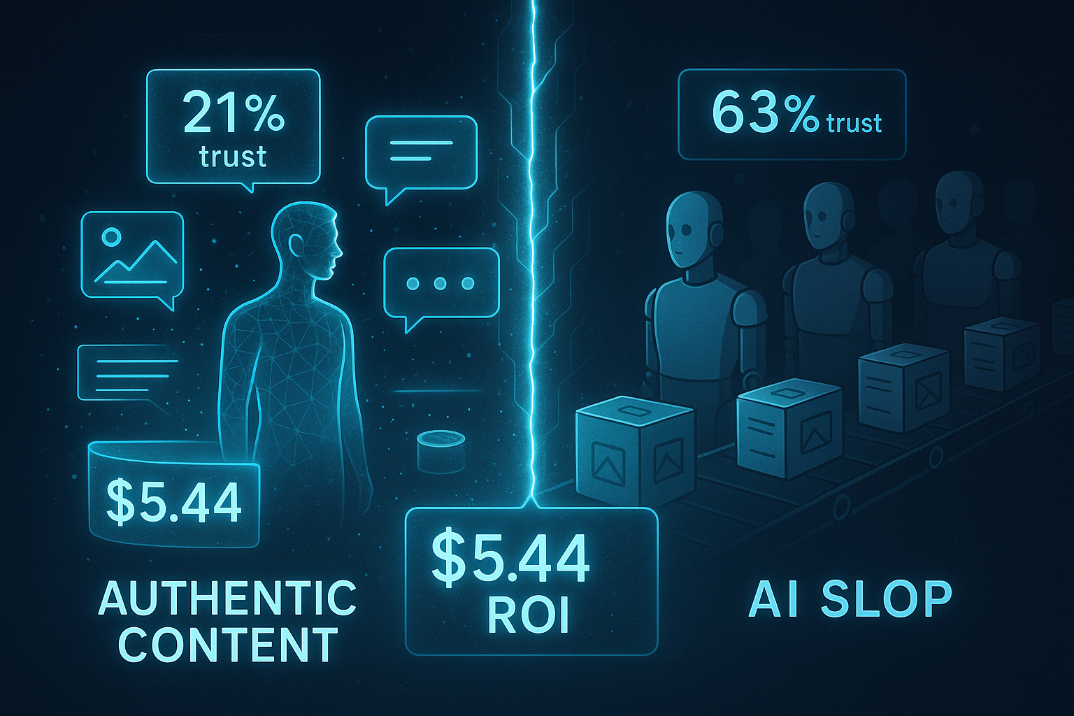 Featured image for "Automation Content Marketing: The Strategic Approach That Builds Trust (Not AI Slop)" - Discover how automation content marketing builds trust instead of creating AI slop. The $6.65B industry's best practices, case studies, and the AMPLIFY framework for authentic results.