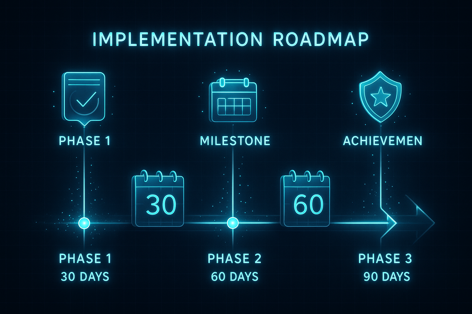 90-day implementation timeline showing progressive phases of authentic content automation setup